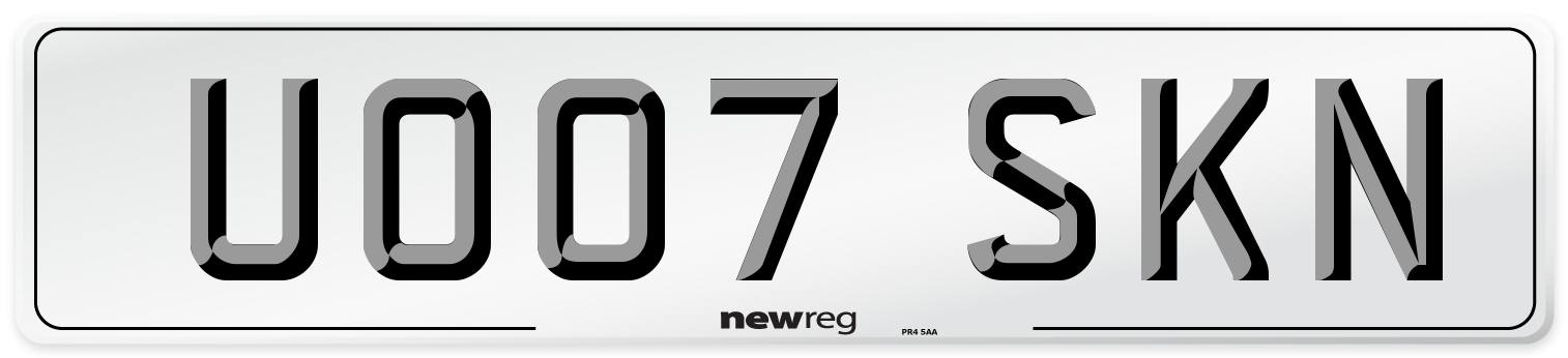 UO07 SKN Number Plate from New Reg